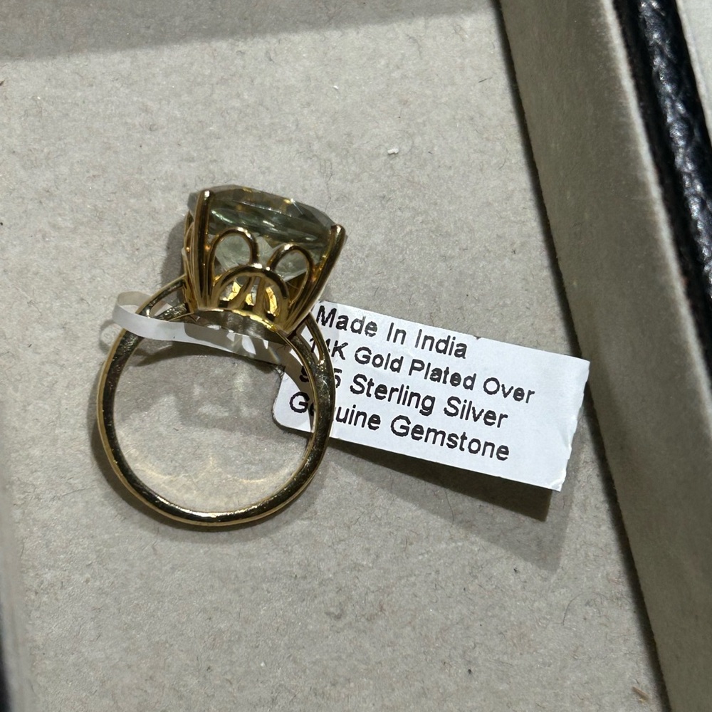 NWT 14k plated over sterling silver green Amethyst ring size 8 - Picture 4 of 9